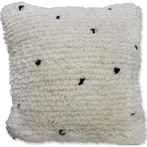 Poufs&Pillows - Fluffy gestippeld kussen - handgeweven uit natuurlijk wol - vierkant 50x35cm