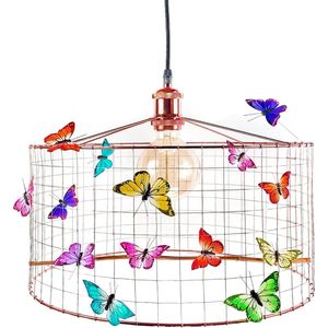 Hanglamp Kinderkamer met Vlinders-Koper-Neon-Kinder hanglampen-Hanglamp kinderkamer groen geel oranje roze blauw-lamp met vlinders-vlinderlamp-lamp babykamer-lamp kinderkamer-lamp meisjeskamer-Ø40cm.