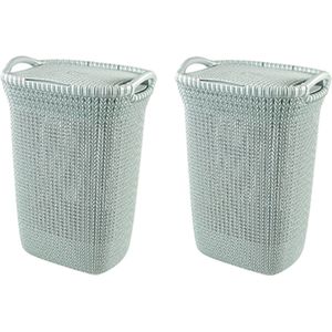 Curver Knit Wasmand met deksel - 57 l - Set van 2 - Misty Blue