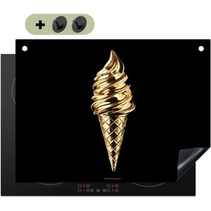 KitchenYeah® Inductie beschermer 70x55 cm - IJs - Goud - Zwart - Eten - Kookplaataccessoires - Afdekplaat voor kookplaat & Spatscherm achterwand - Inductiebeschermer - Inductiemat - Inductieplaat mat - Keuken decoratie