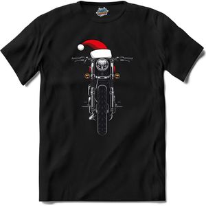 Kerst motor - T-Shirt - Heren - Zwart - Maat XL