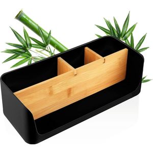 Eco Desk Organiser Table Office Cosmetic Mobile Phone Tablet Holder Pen Holder Desk Letter Tray Napkin Holder Home Office Storage (Large Black) Bureau Organizer