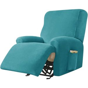 Stretchhoes voor relaxstoel, complete stoelbeschermer, stretch relaxstoelhoezen, 1 stuk, eenkleurig, fluweel, elastische fauteuilhoes voor televisiestoel, ligstoel, stoel (turquoise)