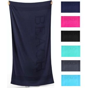 Zavelo Beach Strandlaken 100x200 cm Navy - Extra groot - 100% Katoen - Heerlijk Zacht - Strandhanddoek - Badlaken