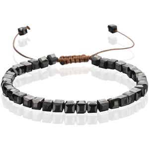 Memphis Bohemia Kralen Armband - 4mm Kristal Glas Zwart