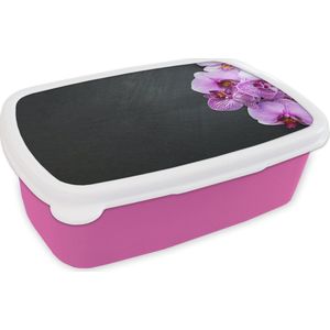 Broodtrommel Roze - Lunchbox - Brooddoos - Orchidee - Bloemen - Roze - Flora - 18x12x6 cm - Kinderen - Meisje