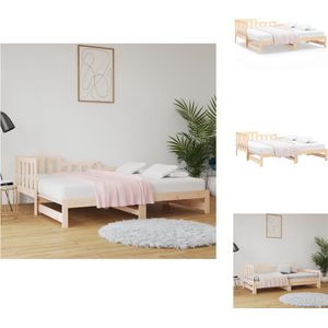 vidaXL Slaapbank Massief grenenhout - Uitschuifbaar bed - Eenvoudig in gebruik - Geen matras inbegrepen - 203.5 x 181 x 68.5 cm - Bed
