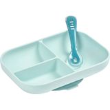 Béaba - Siliconen eetset - Kinderservies - Bord en lepel - Blauw