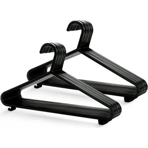 Zwarte Kunststof Kleerhangers voor Volwassenen - Sterke 37,5 cm Hangers (25 Stuks)