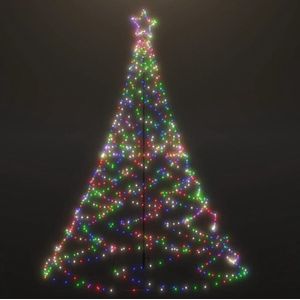 vidaXL Kerstboom met metalen paal en 1400 LED's 5 m meerkleurig