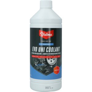 Valma EVO Uni Koelvloeistof -38°C 1 Liter – Kant-en-klaar – Beschermt Tegen Vorst en Corrosie – Mengbaar met Alle Koelvloeistoffen – Veilig voor Lak en Rubber