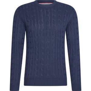 Cappuccino Italia - Heren Sweaters Cable Pullover Navy - Blauw - Maat M