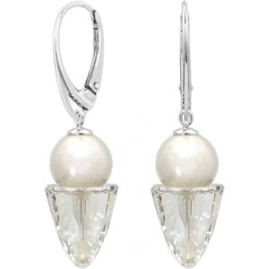 ARLIZI 2186 Oorbellen wit Swarovski parel kristal - sterling zilver - 5 cm