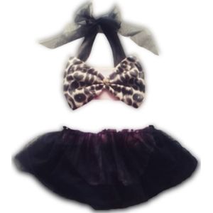 Maat 68 Bikini roze zwart tule Dierenprint panterprint badkleding baby en kind zwemkleding