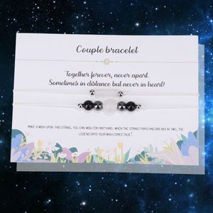 Bixorp Gems Edelsteen Koppel Armbandjes voor 2 - Cadeau Armband met Bergkristal, Hematiet & Onyx - Vriendschapsarmbandjes voor twee