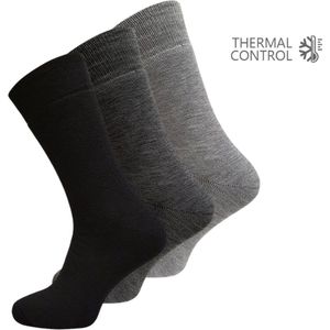 3 paar Thermosokken met badstofvoering - Unisex - Zwart-Antraciet-Grijs - Maat 39-42