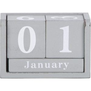 Shabby houten tafel-eeuwigdurende kalender in grijze, verweerde look