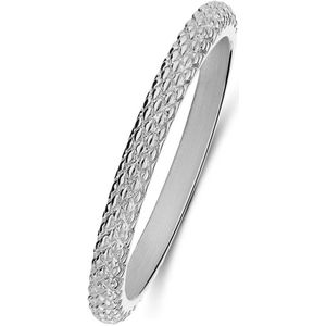 Lucardi Dames Stalen ring bewerkt - Ring - Staal - Zilverkleurig - 16 / 50 mm