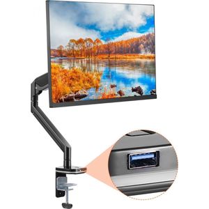 Monitorbeugel enkele beugel, geschikt voor 330-889 mm compatibele monitorafmetingen, aluminiumlegering 75x75 mm en 100x100 mm VESA-patroon, in hoogte verstelbaar, draaibaar, kantelbaar Zwart