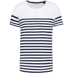 T-shirt Kind 8/10 Y (8/10 ans) Kariban Ronde hals Korte mouw White / Navy Stripes 100% Katoen