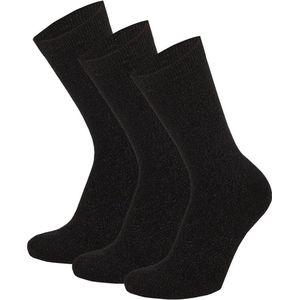 Apollo - Dames sokken Fashion - Zwart - 6-Pak - Maat 35/42 - Damessokken maat 35 38 - Damessokken maat 39 42 - Sokken Dames - Sokken Dames 39 42 - Multipack sokken