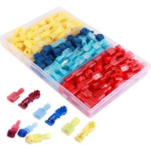Elektrische connectoren T-tap | Assortiment soldeerloze Quick Splice draadklemmen | Geel 25 paar, Blauw 30 paar, Rood 30 paar