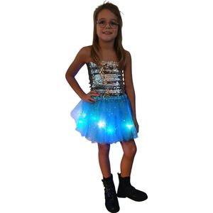 Tutu - Kinder petticoat - Met gekleurde lichtjes - Licht blauw - Ballet rokje