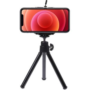 Tripod Smartphone Camera Houder - Statief Telefoon En Camera - Tripod Universeel Aluminium - Zwart