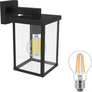 Philips Bellini Wandlamp voor Buiten Neerwaarts (Zwart) - Buitenlamp - E27 - Warmwit Licht - Niet Dimbaar