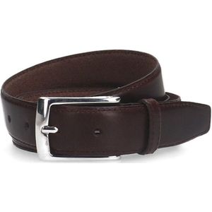 Manfield - Heren - Donkerbruine leren riem - Maat 105