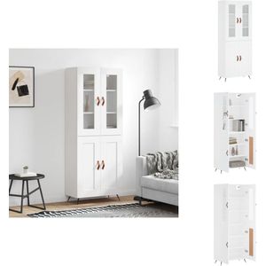 vidaXL Hoge Kast - Hoge Kasten - Dressoir - Buffetkast - Hoge kast 69,5x34x180 cm bewerkt hout wit