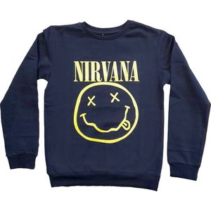 Nirvana - Yellow Happy Face Sweater/trui kids - Kids tm 8 jaar - Blauw