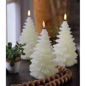 Led Kaars KERSTBOOM Uyuni - LED candle Christmas tree, Ivory, Smooth, 11 x 18  cm - 3D VLAM
