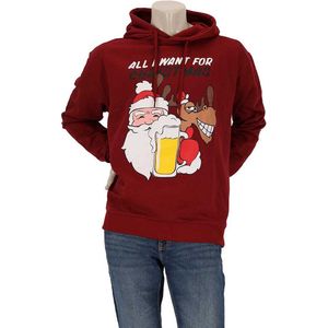 Foute kersttrui - Kersttrui heren - Hoodie - Rood - Maat M - kersttruien - kersttrui heren volwassenen - kersttrui mannen