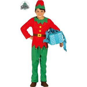 Guirma - Kerst & Oud & Nieuw Kostuum - Rood Groene Kerstelf Santas Helper Kind Kostuum - Rood, Groen - 5 - 6 jaar - Kerst - Verkleedkleding