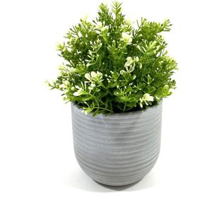 Lucy’s Living Luxe Bloempot STRIPE grey – ø 14 x 14 cm - binnen – buiten – luxe – accessoires – tuin – decoratie – bloemen - aardewerk - planten - plantenhouder