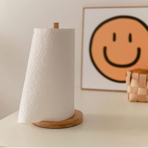 Papieren handdoekhouder - bamboe - keuken en badkamer - houten papierrolhouder - A074
