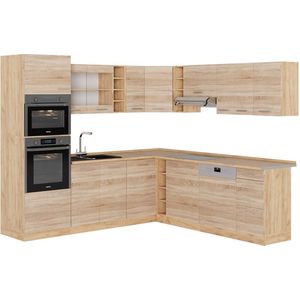 Vicco R-Line Hoekkeuken – 247 x 60 cm zonder werkblad Sonoma/Goudkraft eik zonder werkblad