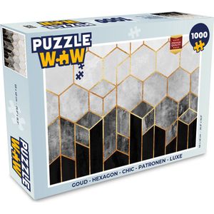 Puzzel Goud - Hexagon - Chic - Patronen - Luxe - Legpuzzel - Puzzel 1000 stukjes volwassenen