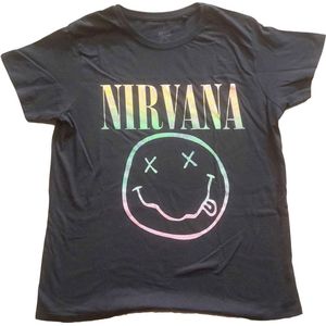 Nirvana - Sorbet Ray Happy Face Dames T-shirt - 2XL - Zwart