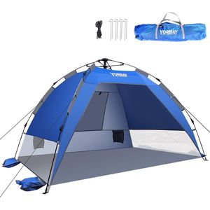 Automatische strandtent met uv-bescherming 50+, strandtent met haringen, zandtas en draagtas, voor 2-3 personen, snel op te bouwen voor familie, strand, tuin, camping, vissen, outdoor