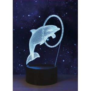 GiftsHome - 3D Illusie Lamp - LED - 7 verschillende lichtkleuren - 15cm - Dolfijn