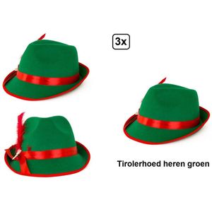 3x Tirolerhoed heren groen populair - Oktoberfest Apres ski festival uitdeel bierfeest themafeest Oktoberfeest hoed