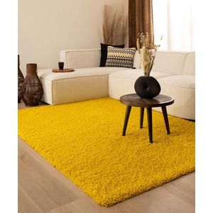 Hoogpolig vloerkleed shaggy Trend effen - geel 120x170 cm