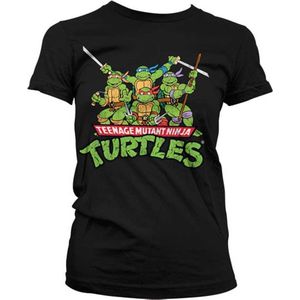 Teenage Mutant Ninja Turtles Dames Tshirt -S- Turtles Distressed Group Zwart