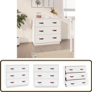 vidaXL Dressoir 80x40x75 cm massief grenenhout wit