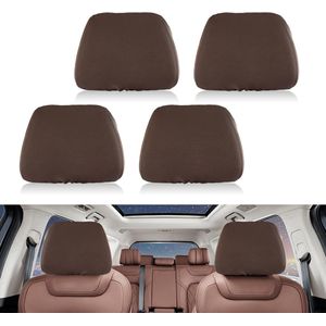 Headrest Covers 4Pcs Dustproof Washable Universal Protector Cover with Elastic Zoom For Truck Bus Coach Car Brown