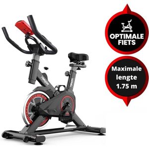 Viper Sports Hometrainer fiets – Hometrainer Fitness - Professionele indoor bike met lage instap – Hoge Stabiliteit – V-belt aandrijving – Tot 175cm en 150kg – Zwart/Rood
