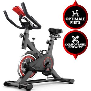 Viper Sports Hometrainer fiets – Hometrainer Fitness - Professionele indoor bike met lage instap – Hoge Stabiliteit – V-belt aandrijving – Tot 175cm en 150kg – Zwart/Rood