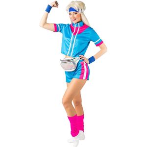 Retro Miss sportfit Outfit Kort Blauw - Maat L/XL